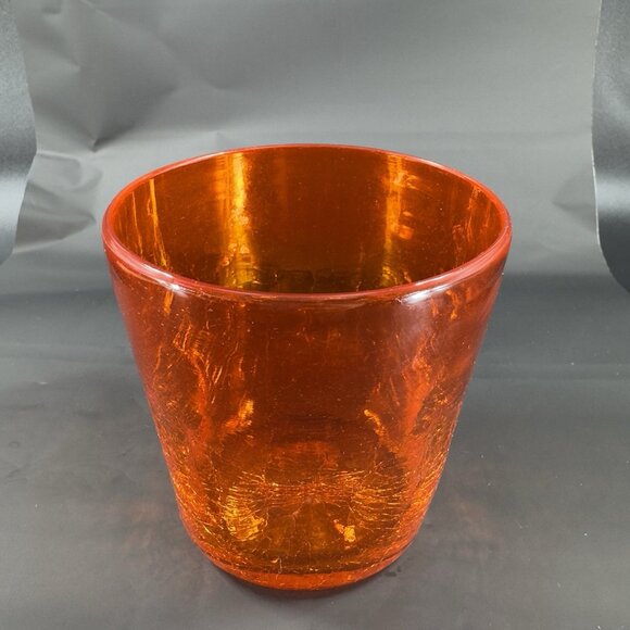 Blenko Dimpled Pinched Crackle Glass Red Drinking Glass Cup Hand Blown Vintage - Picture 7 of 12